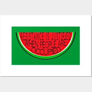 Resistance Is Justified When People Are Occupied - Free Palestine - Slightly Tilted - Watermelon - Double-sided Posters and Art